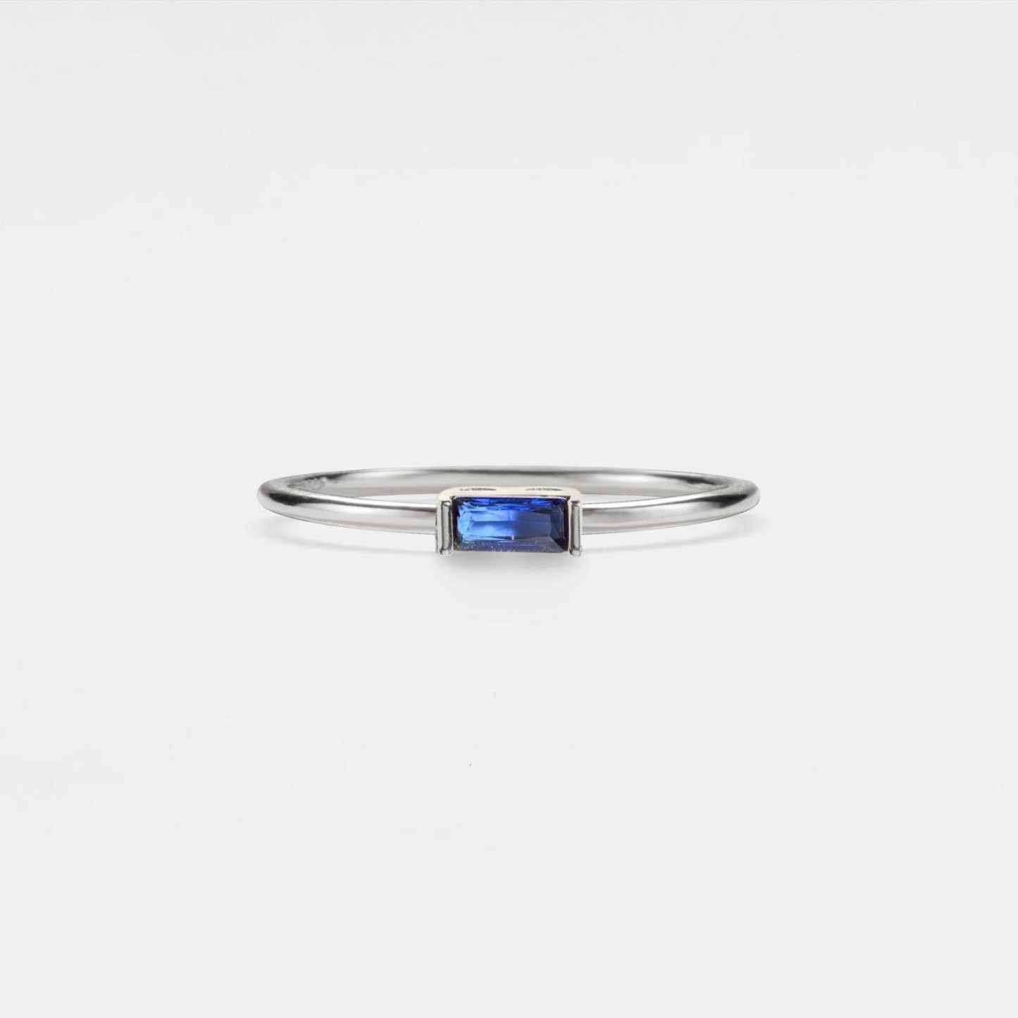 PERIMADE Baguette Cut Birthstone Ring in Sterling Silver