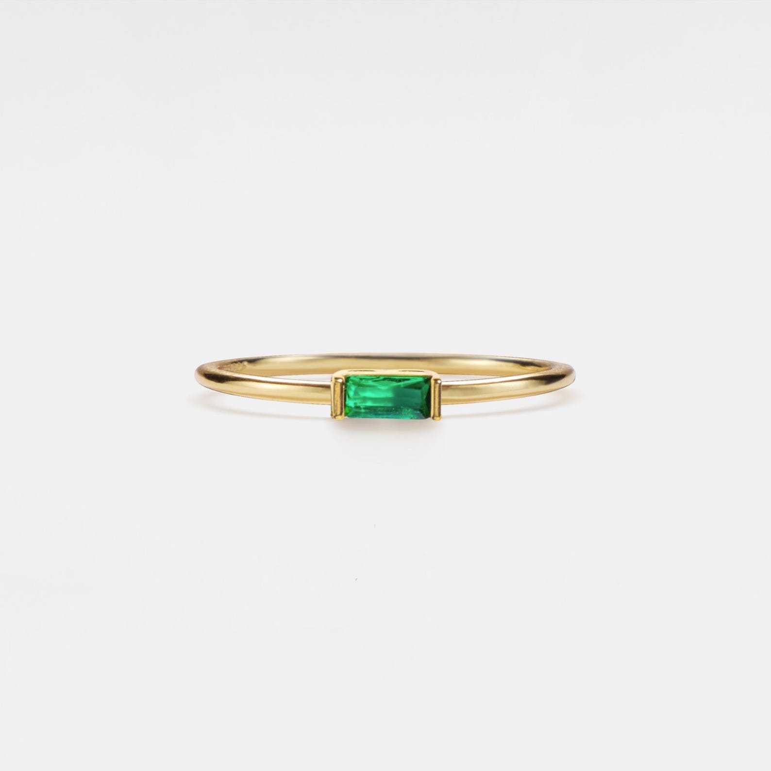 PERIMADE Baguette Cut Birthstone Ring in Sterling Silver