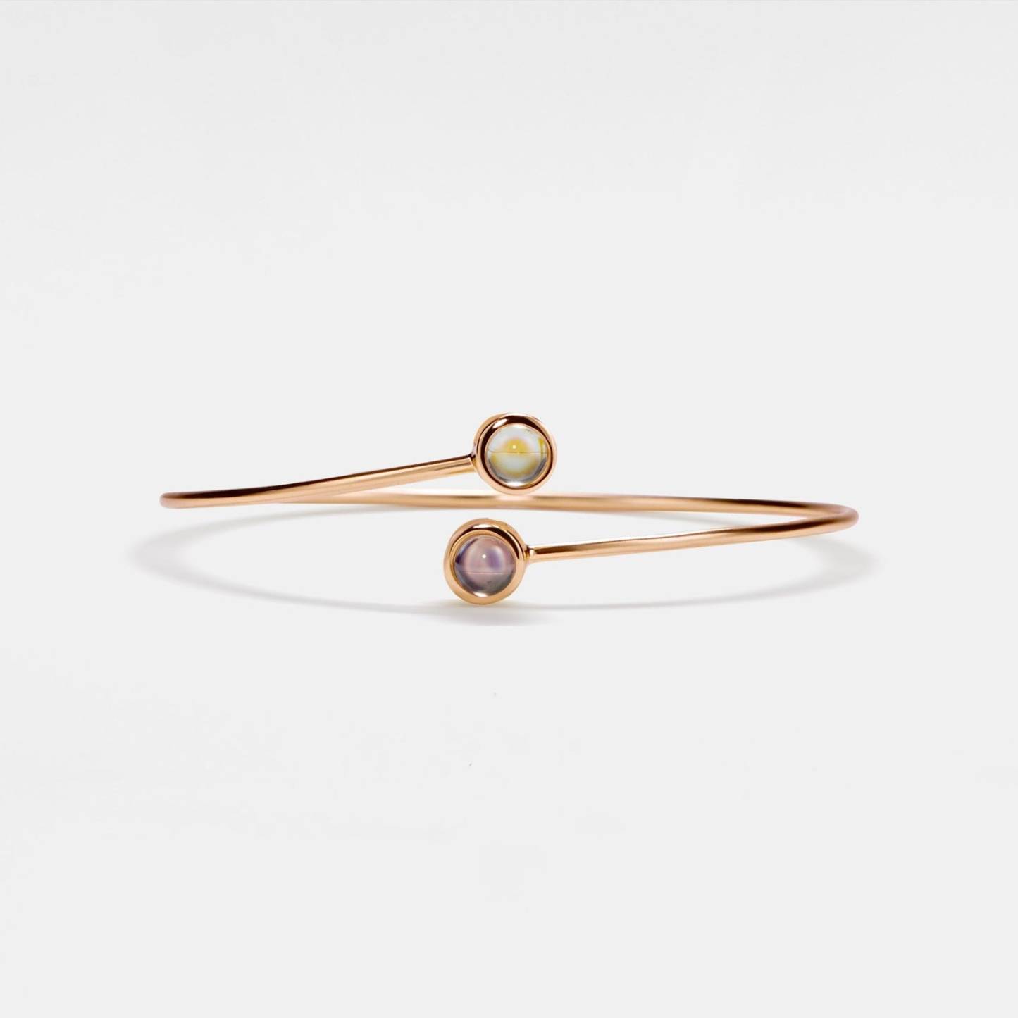 Double Photo Projection Bangle Bracelet in Sterling Silver
