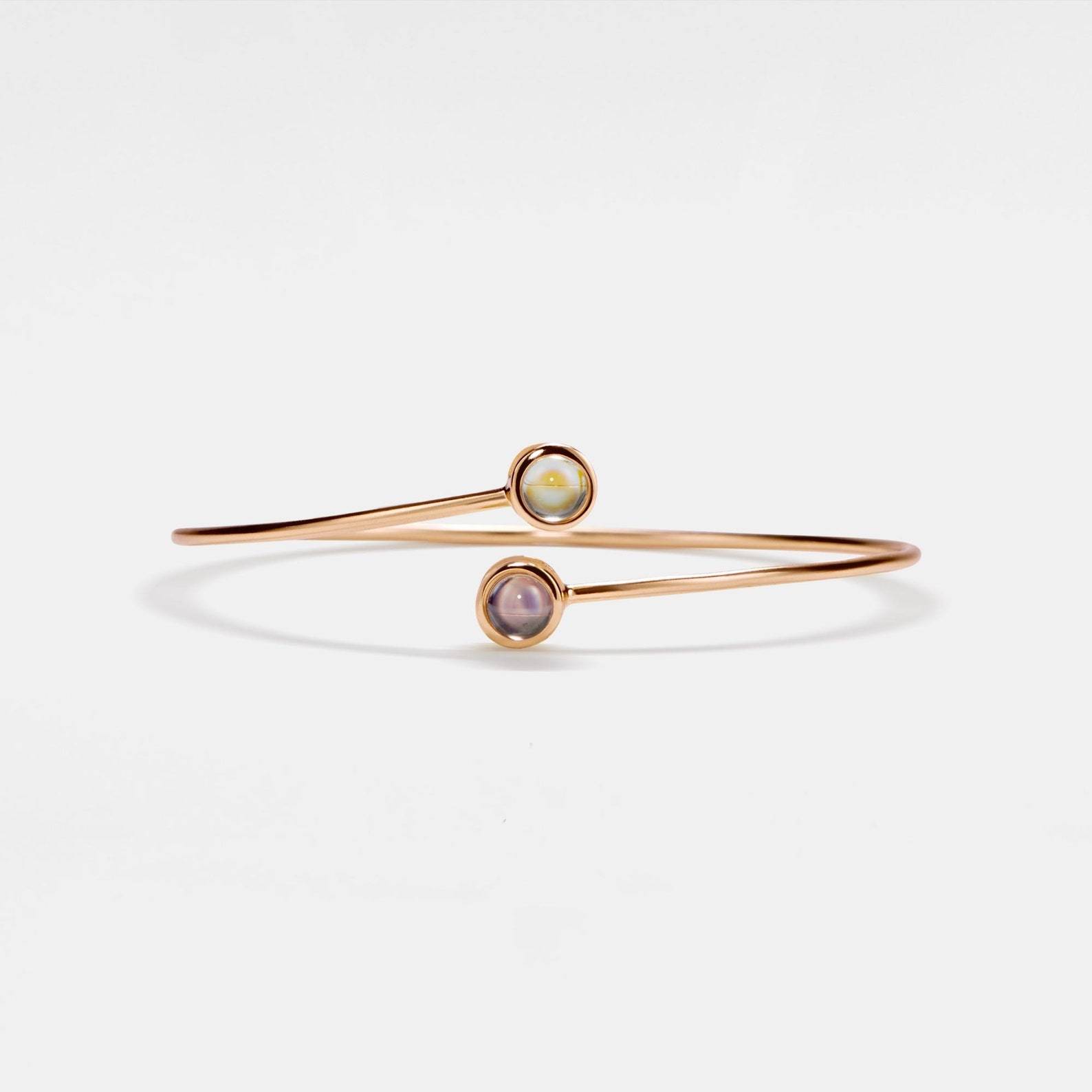 Double Photo Projection Bangle Bracelet in Sterling Silver