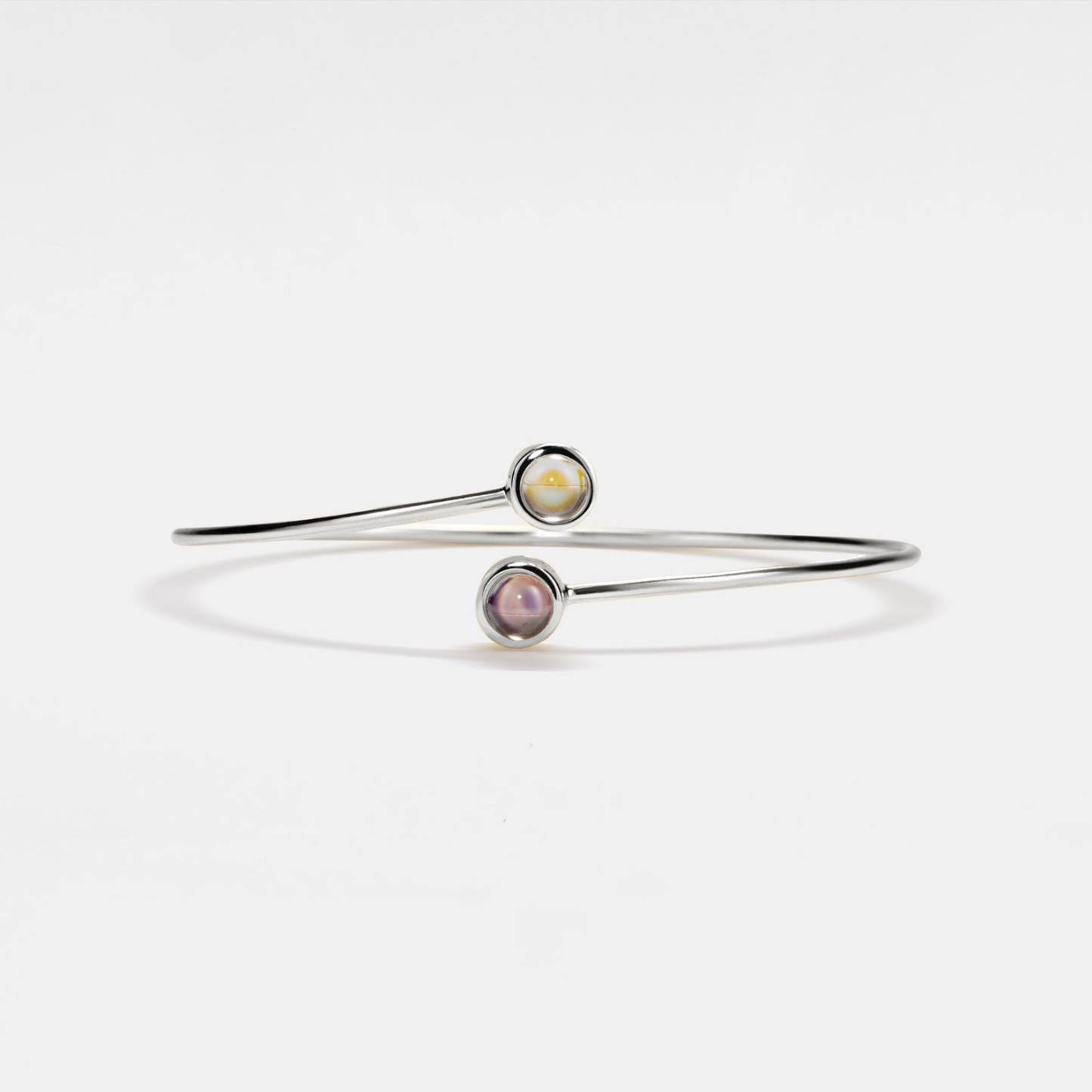 Double Photo Projection Bangle Bracelet in Sterling Silver
