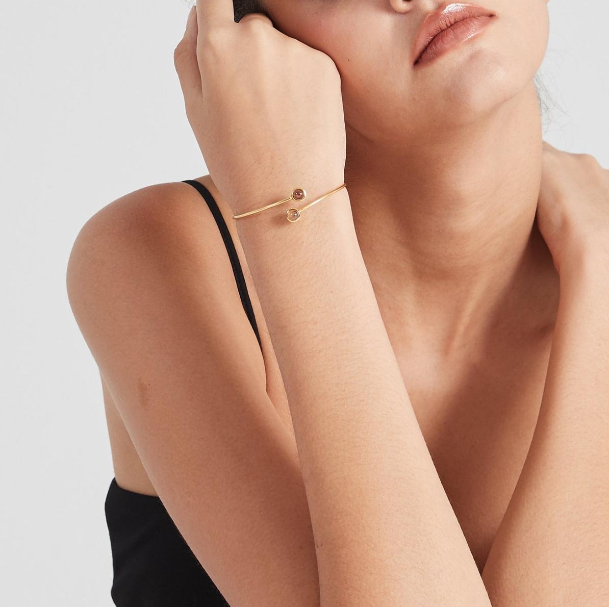 Double Photo Projection Bangle Bracelet in Sterling Silver