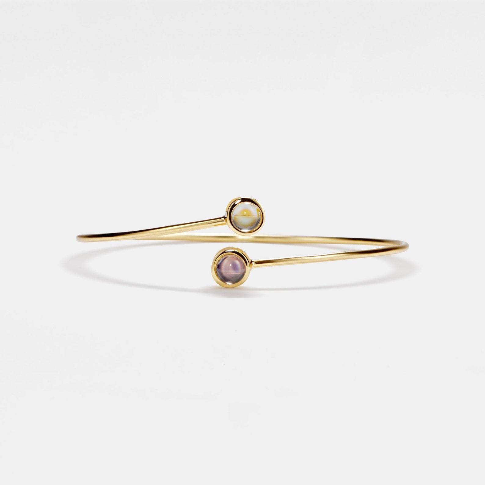 Double Photo Projection Bangle Bracelet in Sterling Silver