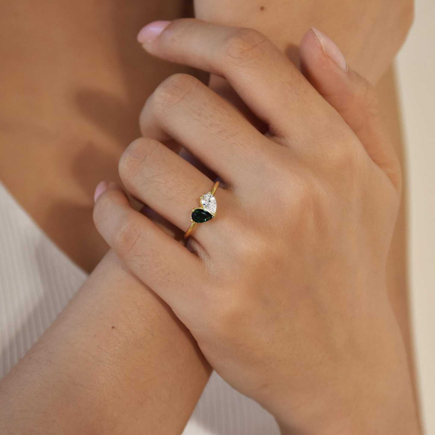 Valentines Day 2 Birthstone Ring in Sterling Silver