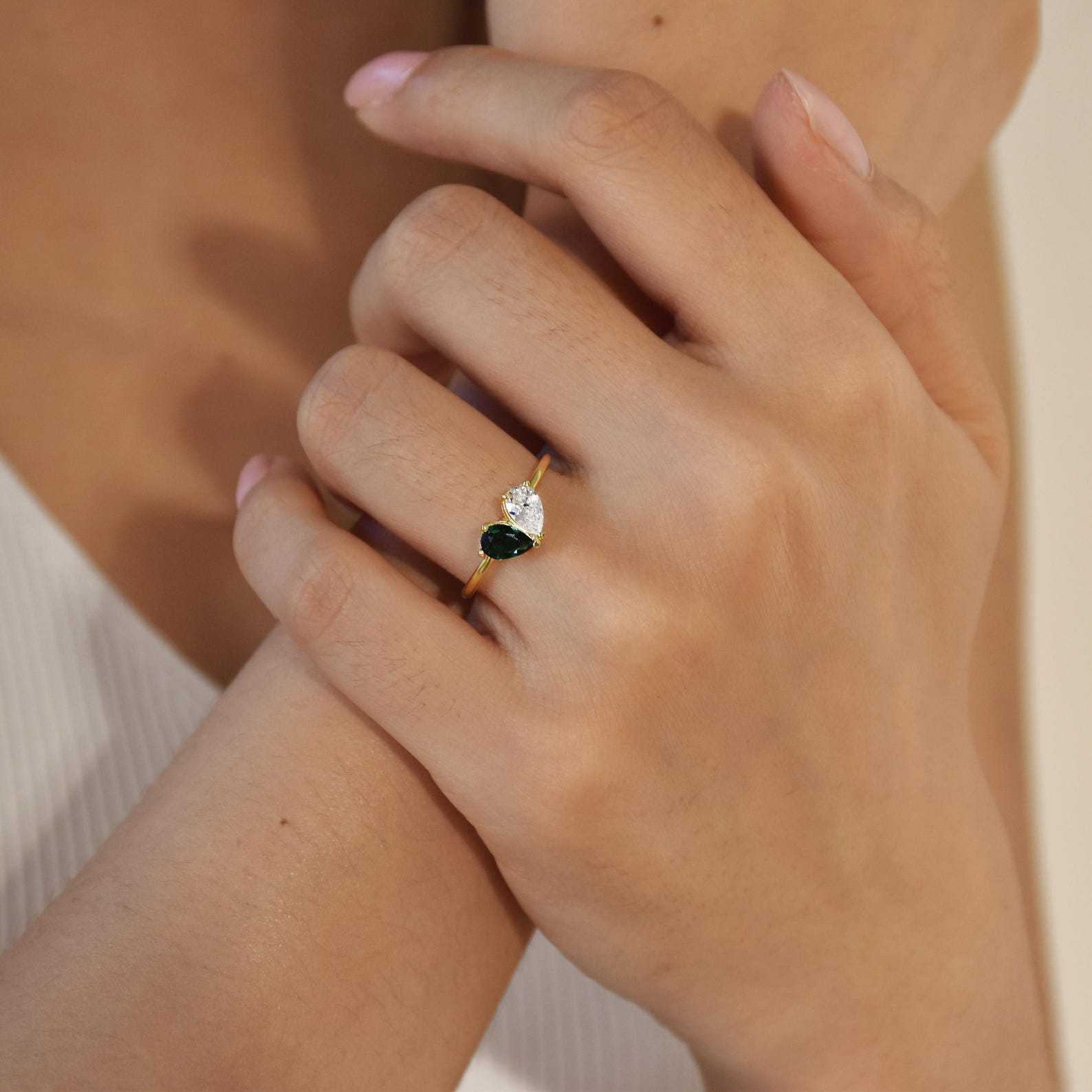 Valentines Day 2 Birthstone Ring in Sterling Silver
