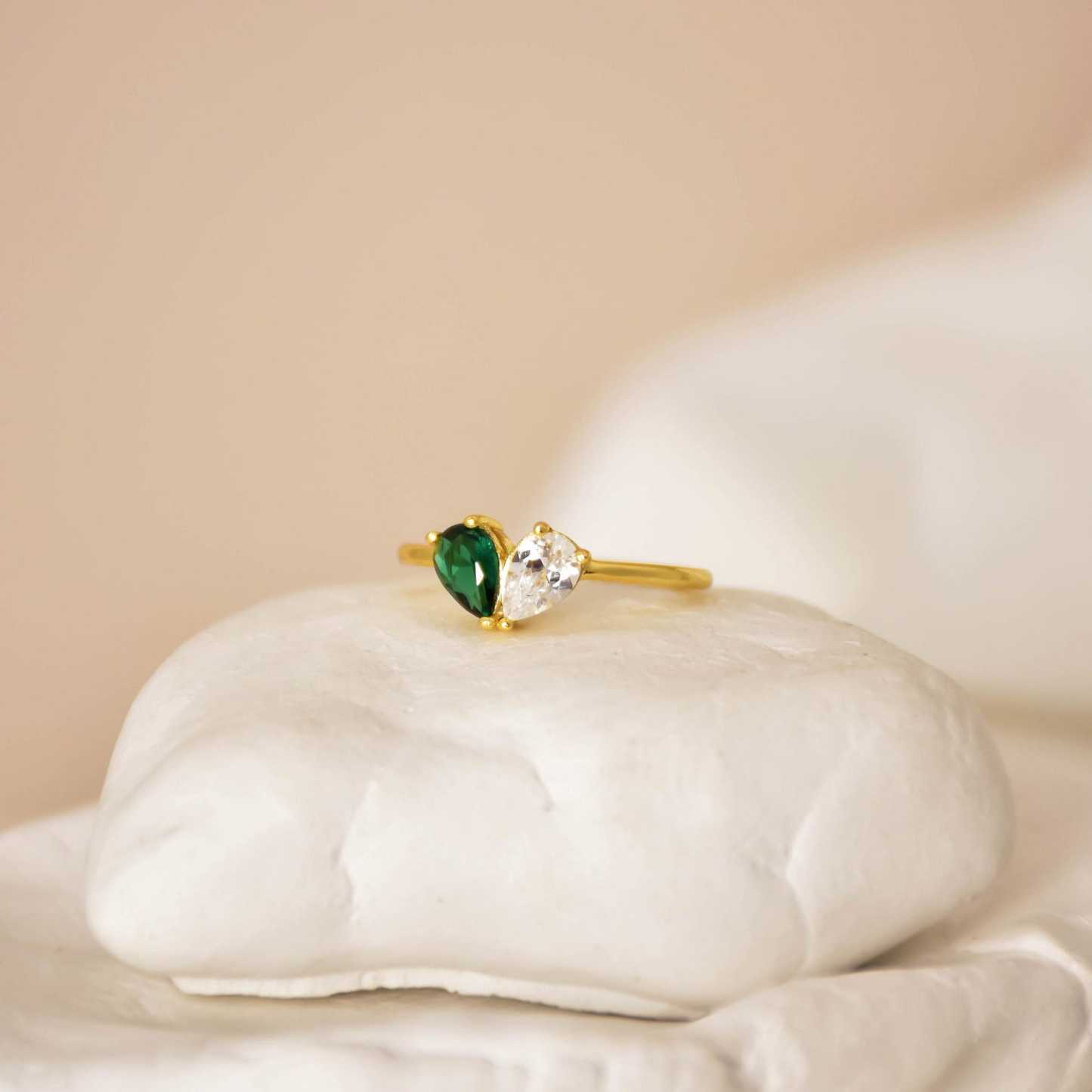 Valentines Day 2 Birthstone Ring in Sterling Silver