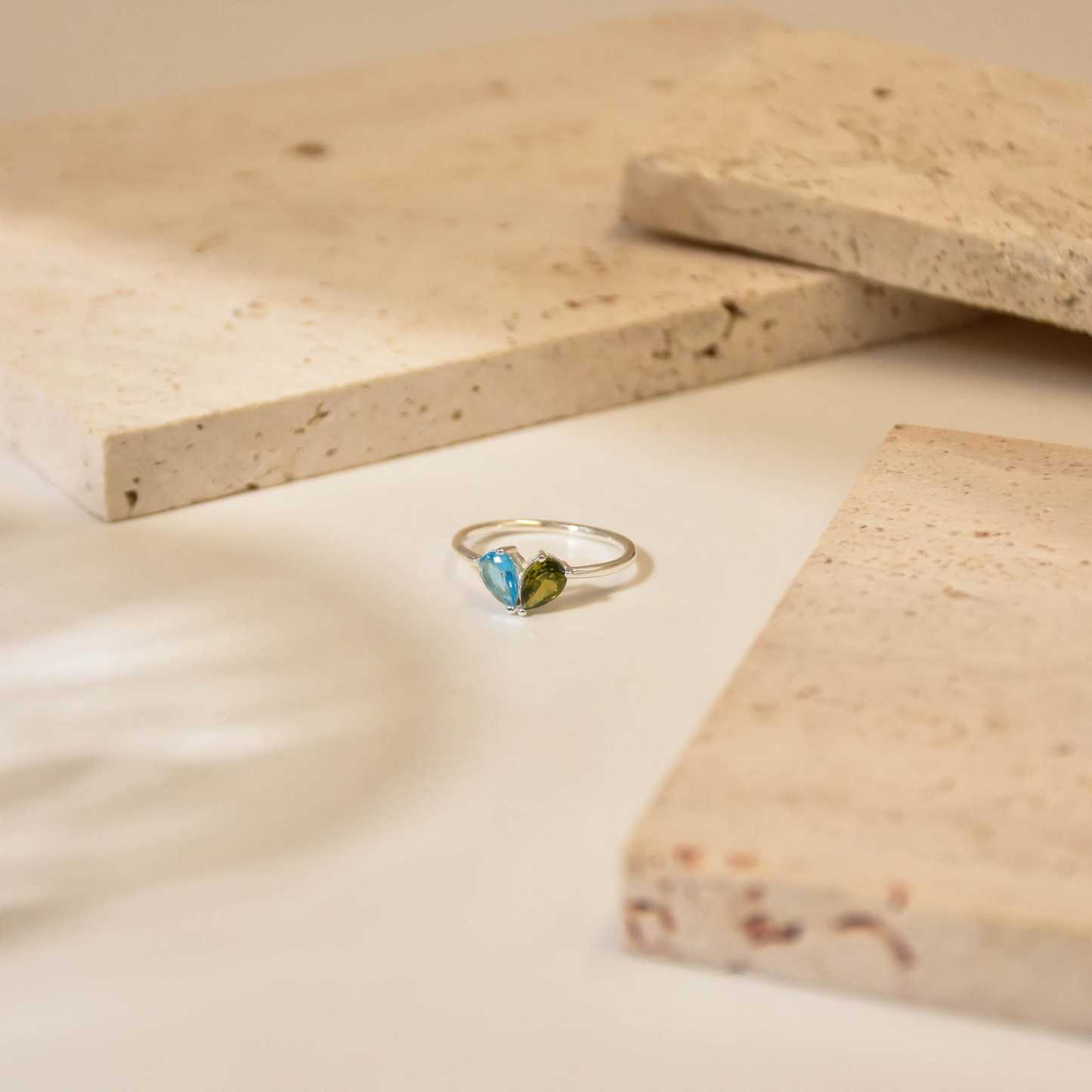 Valentines Day 2 Birthstone Ring in Sterling Silver