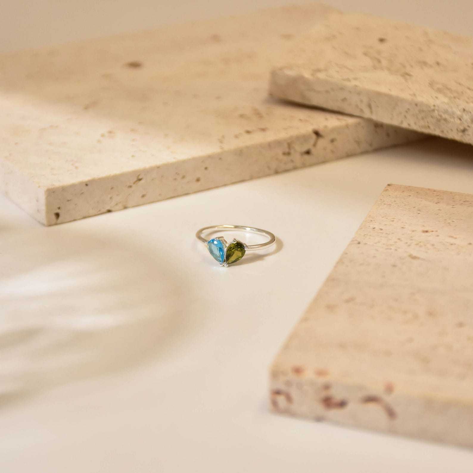 Valentines Day 2 Birthstone Ring in Sterling Silver
