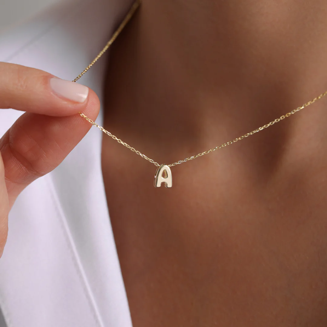 Personalized Balloon Initial Necklace in Sterling Silver
