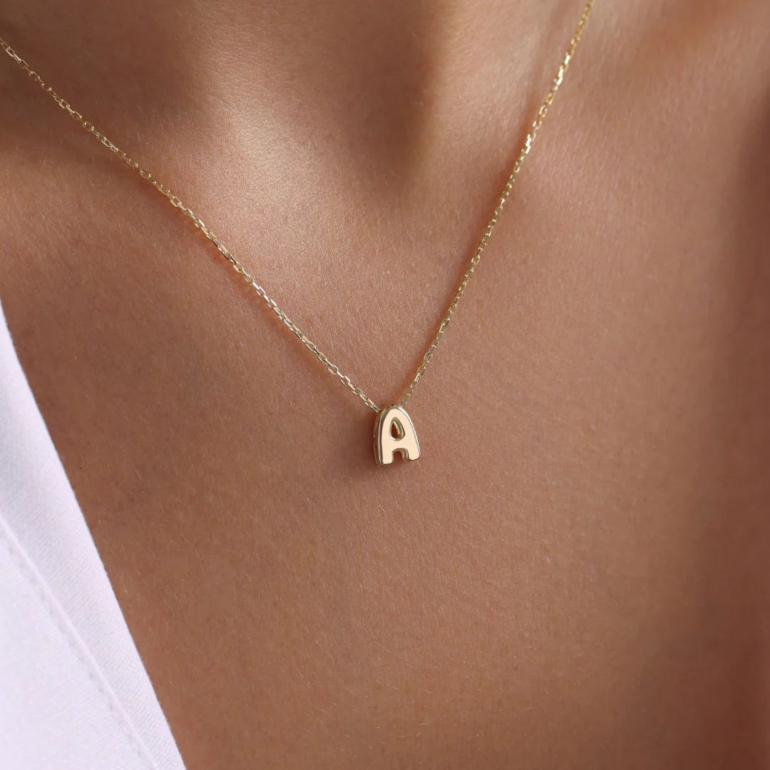 Personalized Balloon Initial Necklace in Sterling Silver