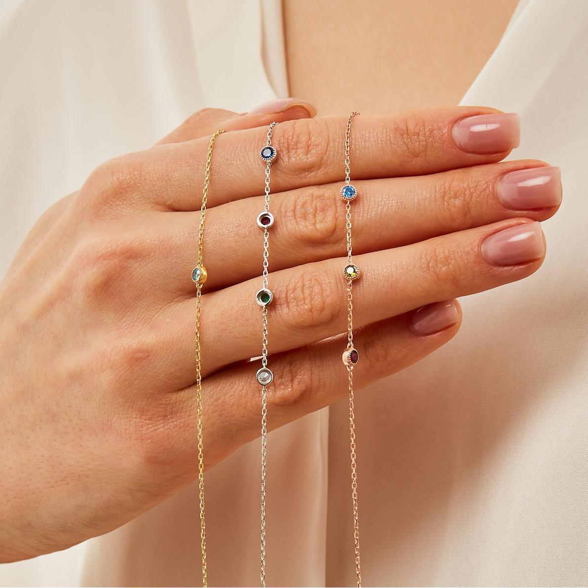 Bracelets for Women Handmade Bracelet with Birthstone in Sterling Silver