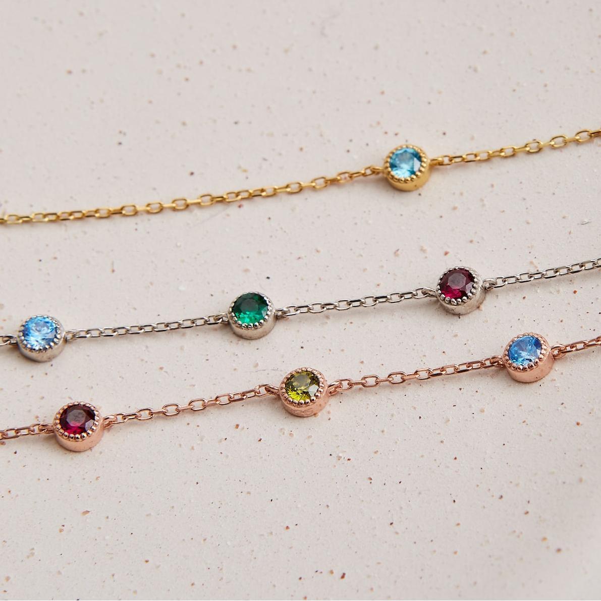 Bracelets for Women Handmade Bracelet with Birthstone in Sterling Silver