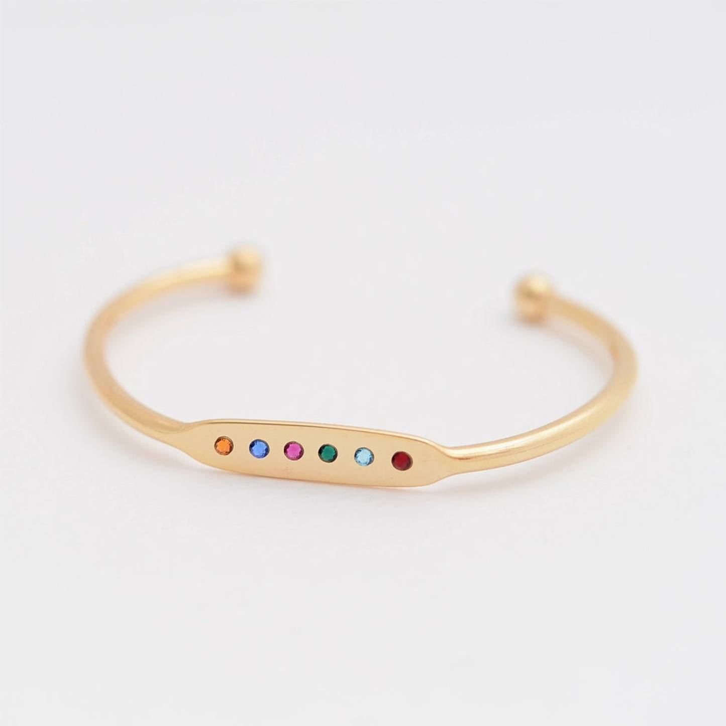 Birthstone Cuff Bracelet for Mom in Sterling Silver
