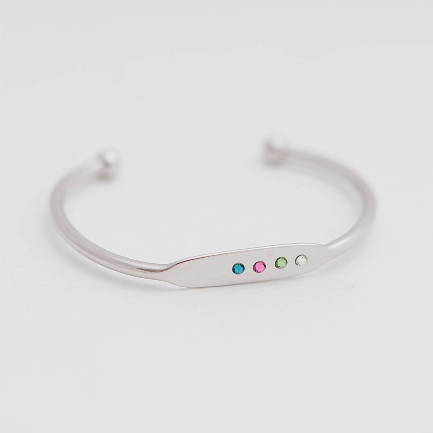 Birthstone Cuff Bracelet for Mom in Sterling Silver