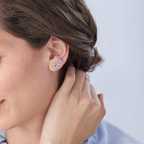 Personalized Climber Earrings in Sterling Silver