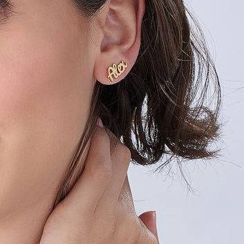 Personalized Climber Earrings in Gold Vermeil