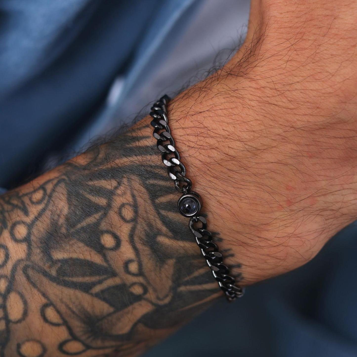 Custom Keepsake Photo Bracelet for Men in Sterling Silver