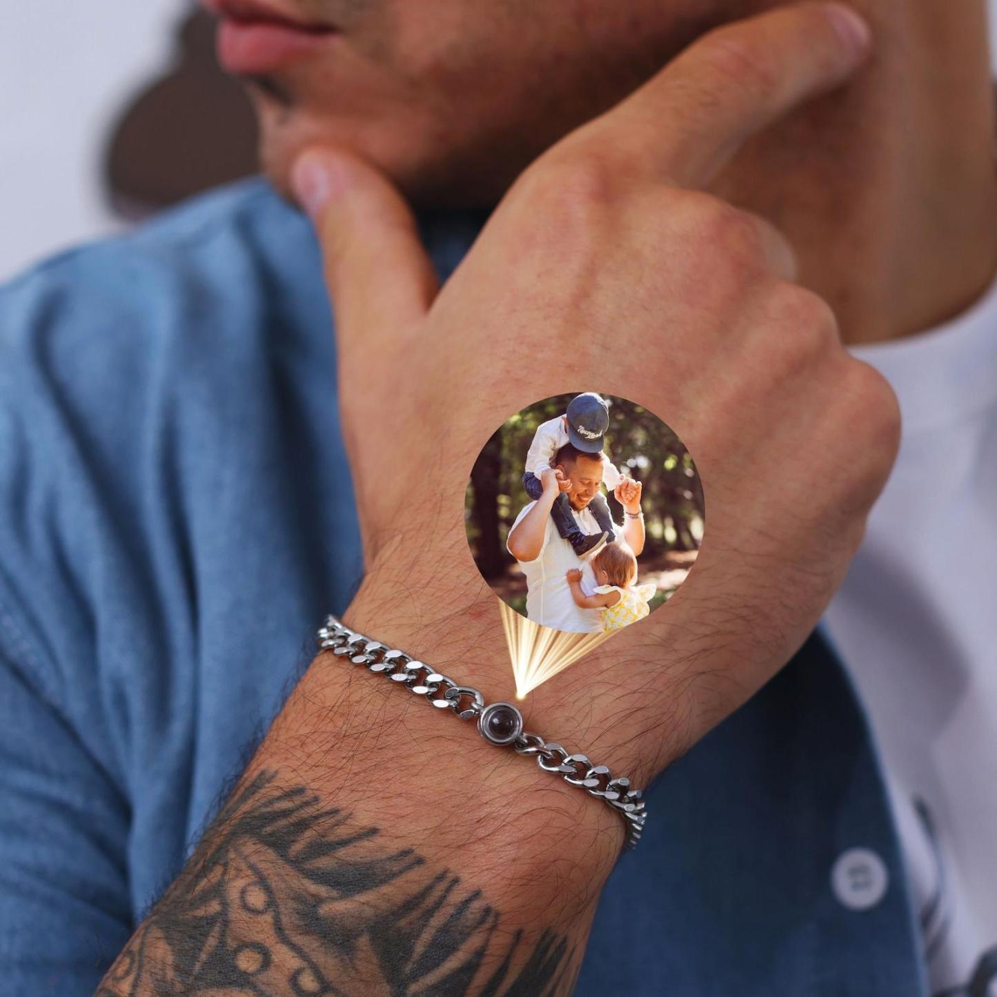 Custom Keepsake Photo Bracelet for Men in Sterling Silver