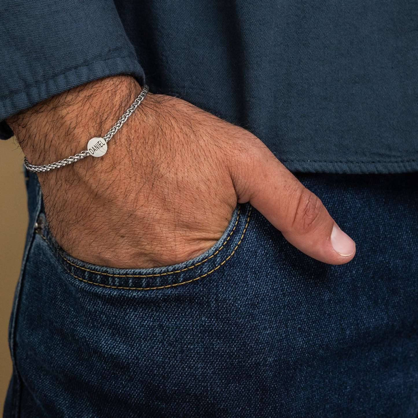 Personalized Men's Bracelet in Sterling Silver