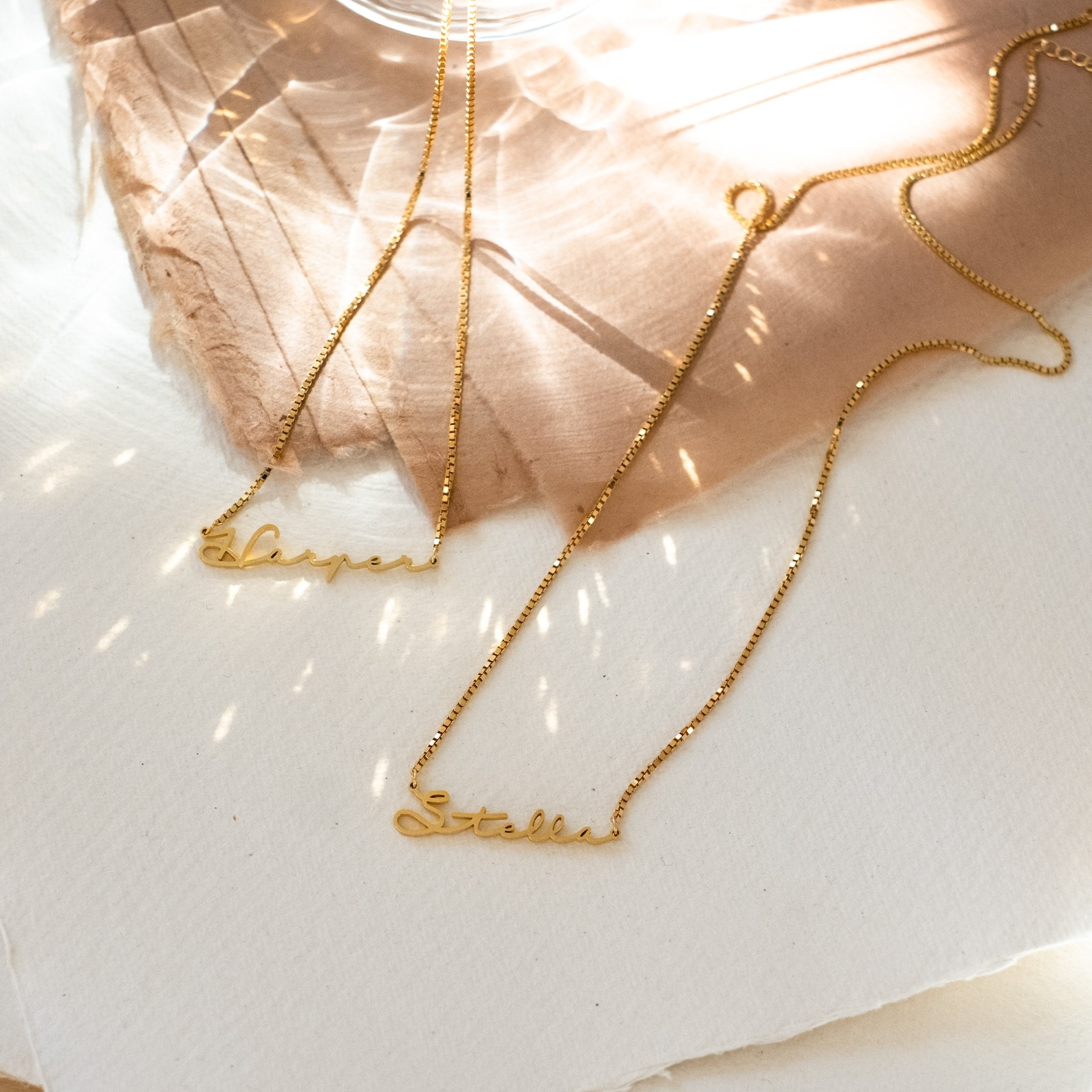 Personalized Name Necklace with Box Chain in Sterling Silver