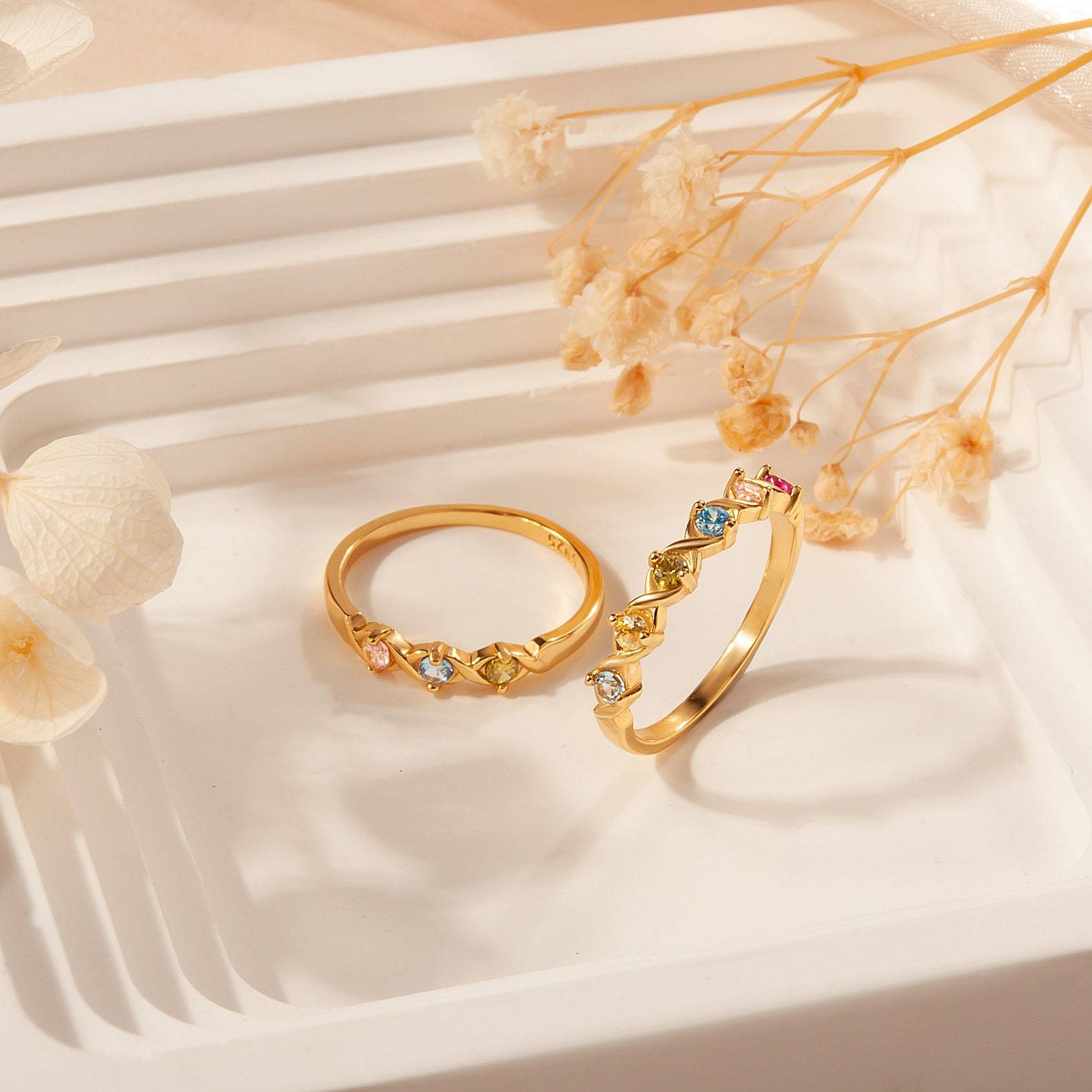 Birthstones XOXO Ring in Sterling Silver