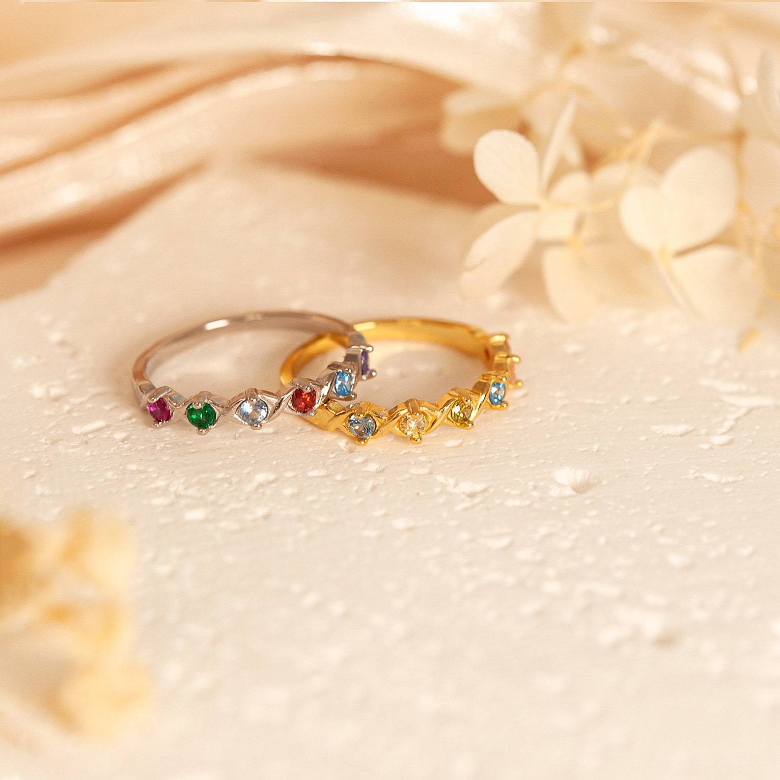 Birthstones XOXO Ring in Sterling Silver