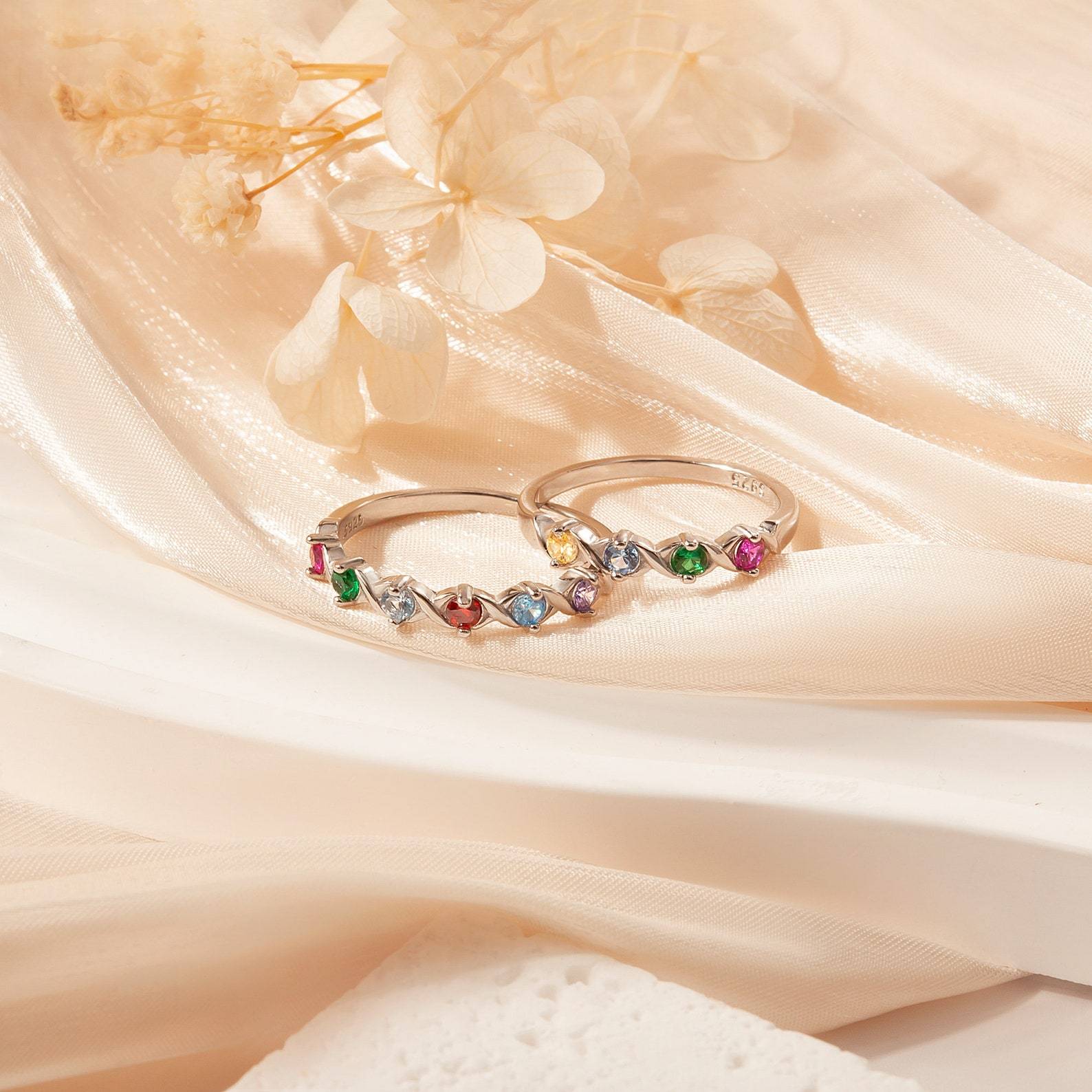 Birthstones XOXO Ring in Sterling Silver