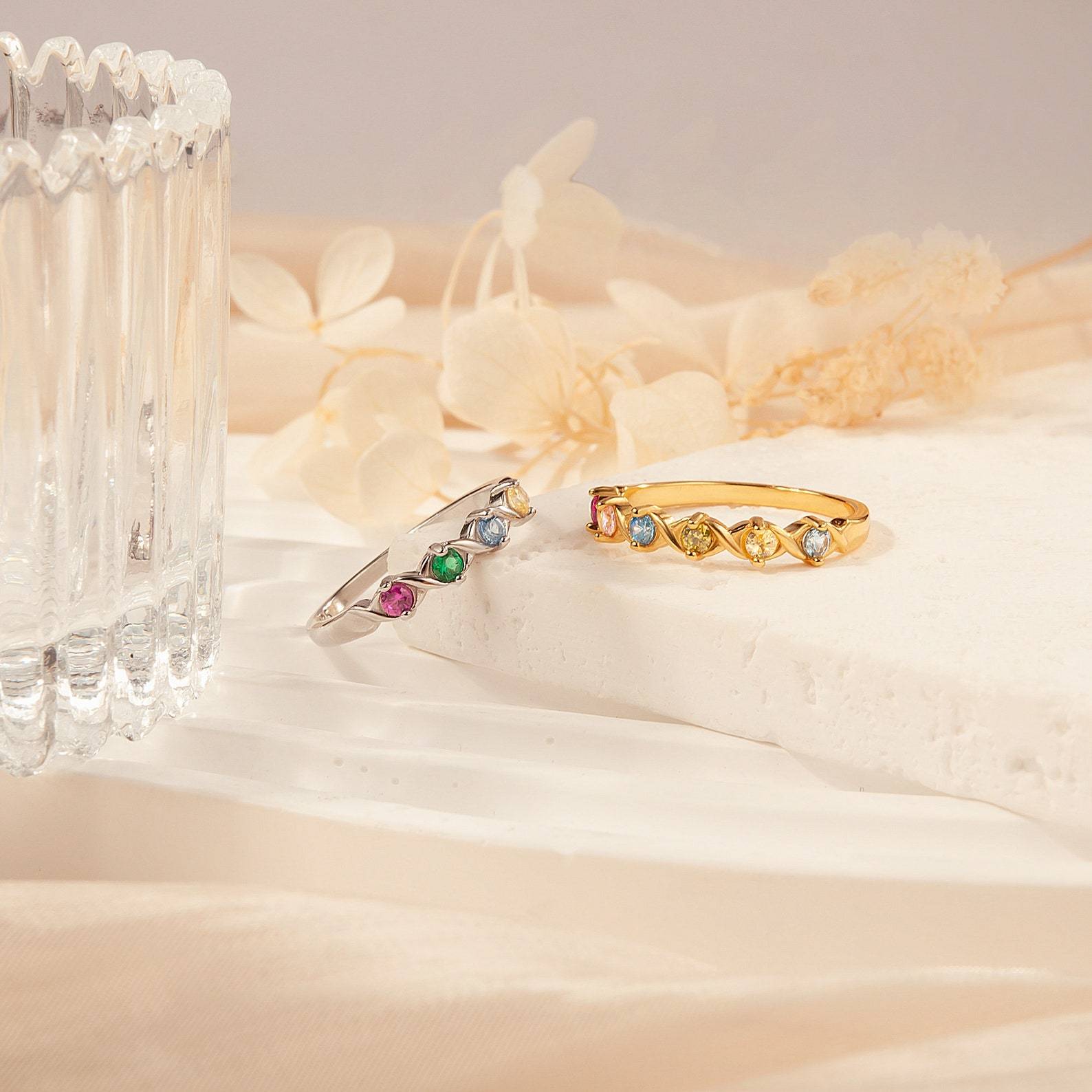 Birthstones XOXO Ring in Sterling Silver