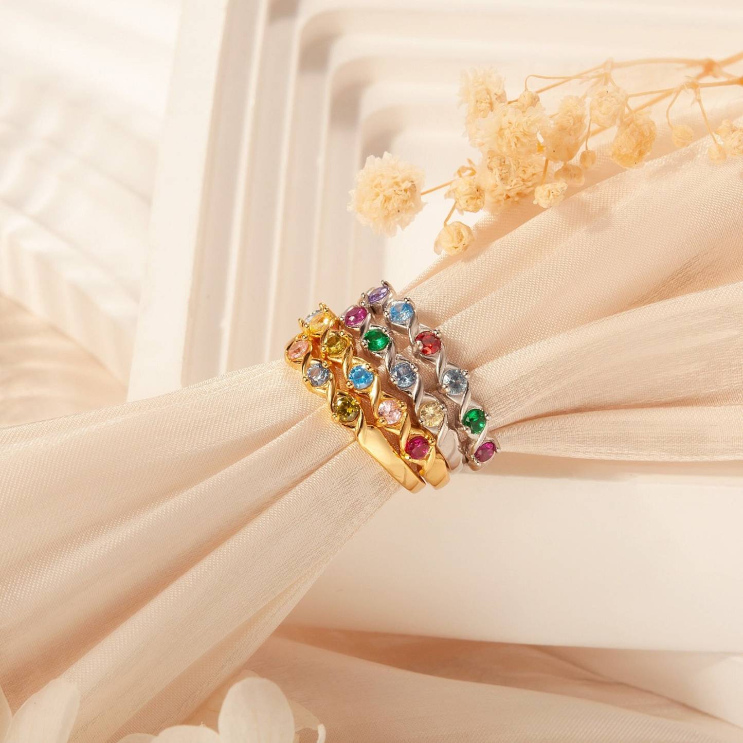 Birthstones XOXO Ring in Sterling Silver