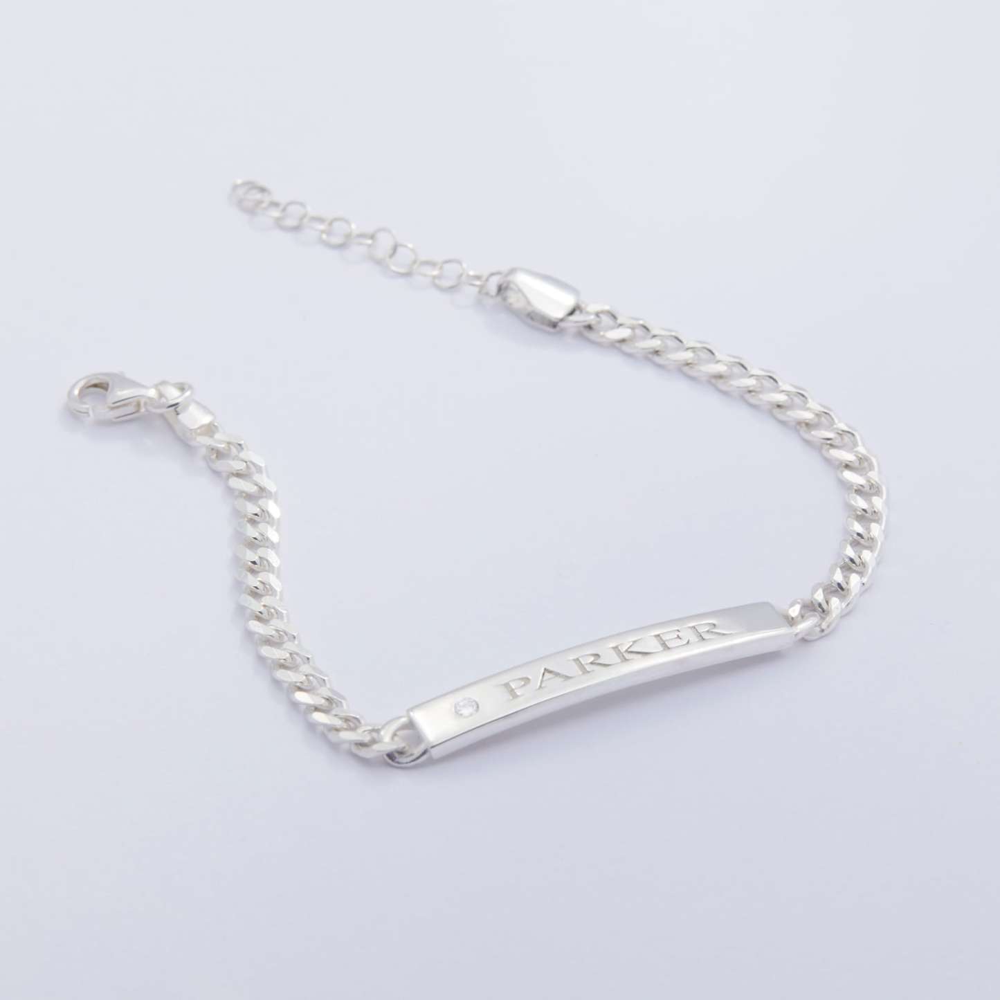 Personalized Silver Name Bracelet with Diamond in Sterling Silver