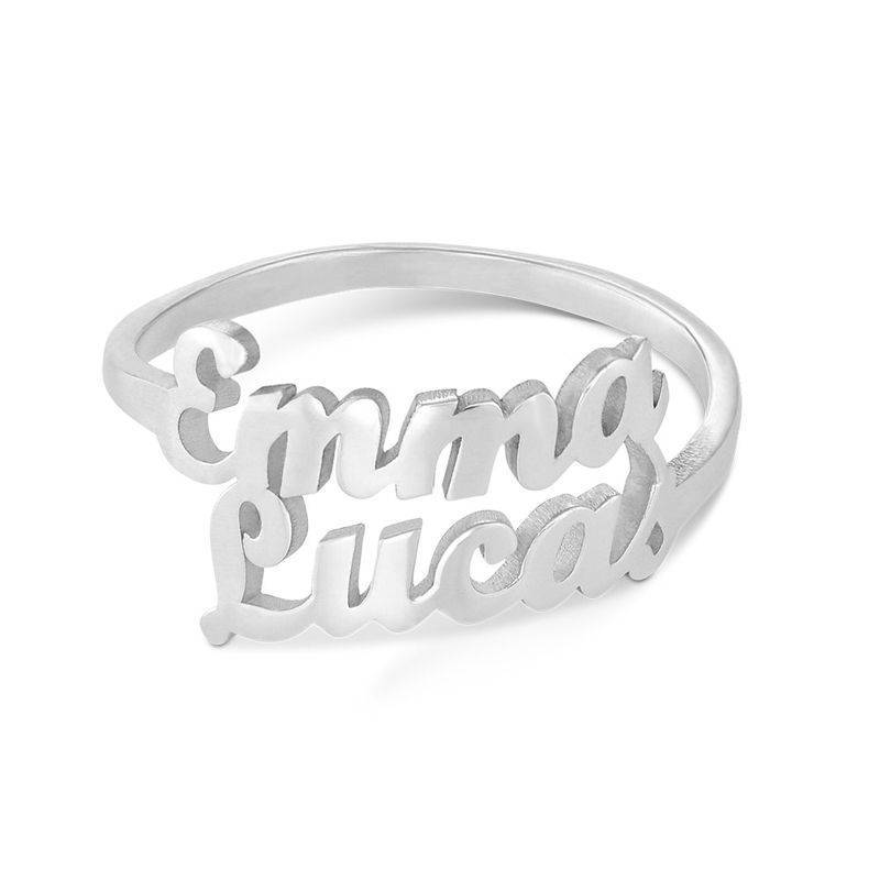 Script Double Name Ring in Sterling Silver