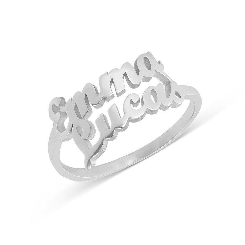 Script Double Name Ring in Sterling Silver