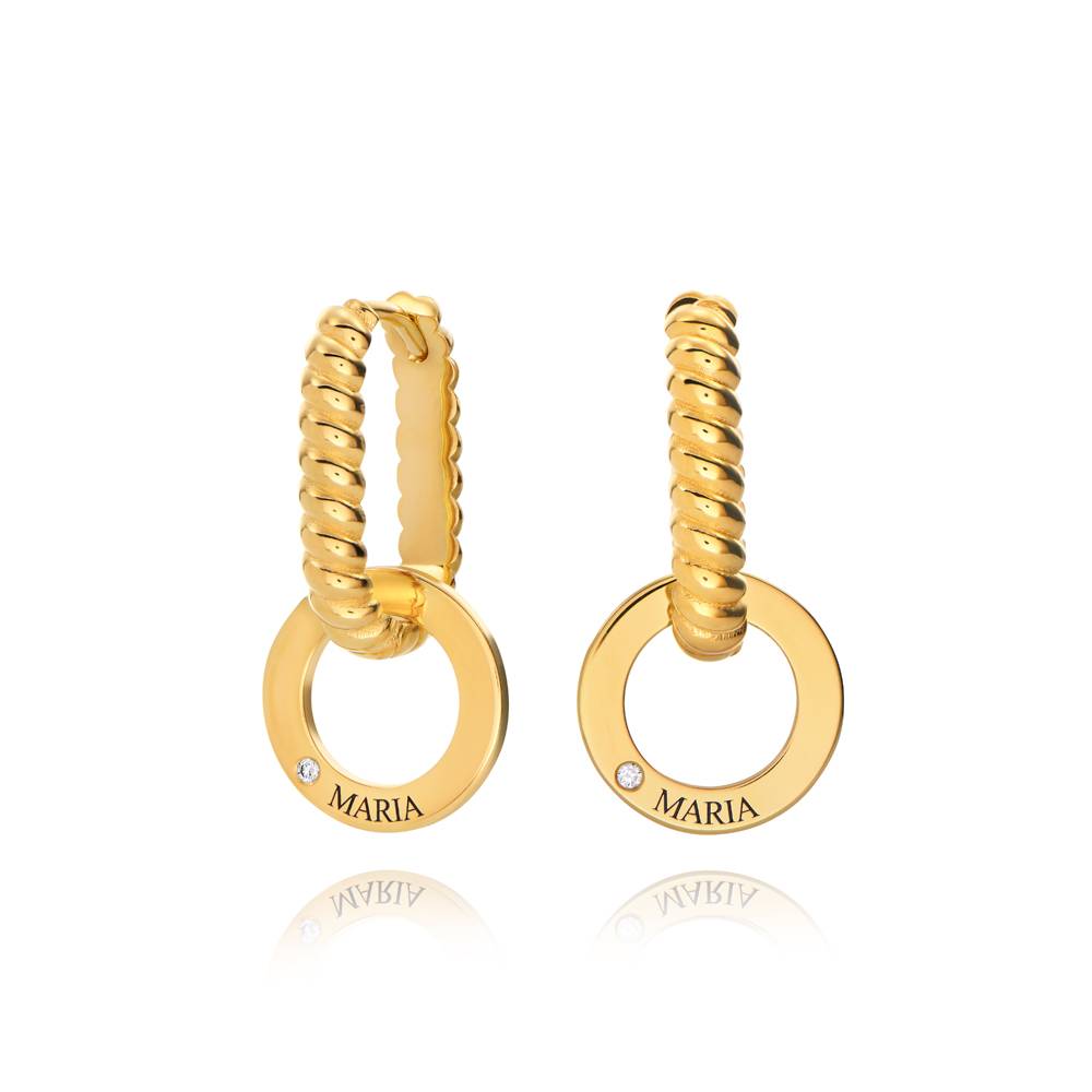 Huggies Serena Opulence Name Earrings with Diamonds in Gold Vermeil