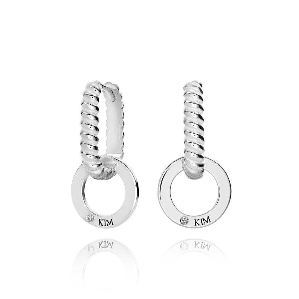 Huggies Serena Opulence Name Earrings with Diamonds in Sterling Silver