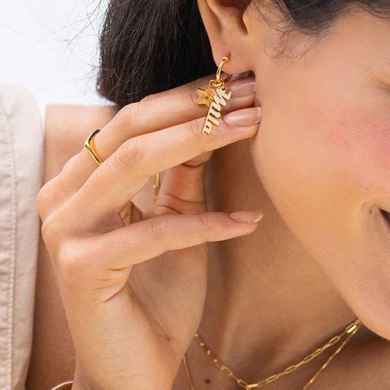 Siena Drop Name Earrings in Gold Vermeil