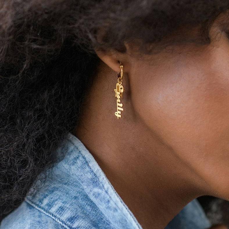 Siena Drop Name Earrings in Gold Vermeil