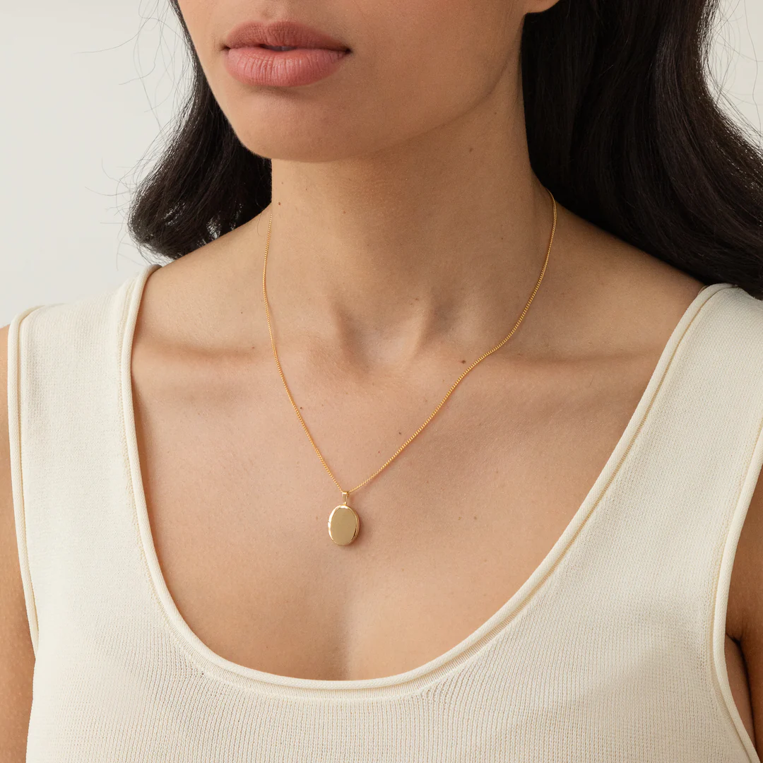 Oval Locket Necklace In 14K Gold