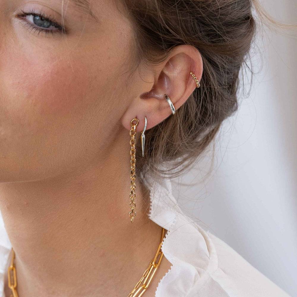 Point Hoop Earrings in Sterling Silver