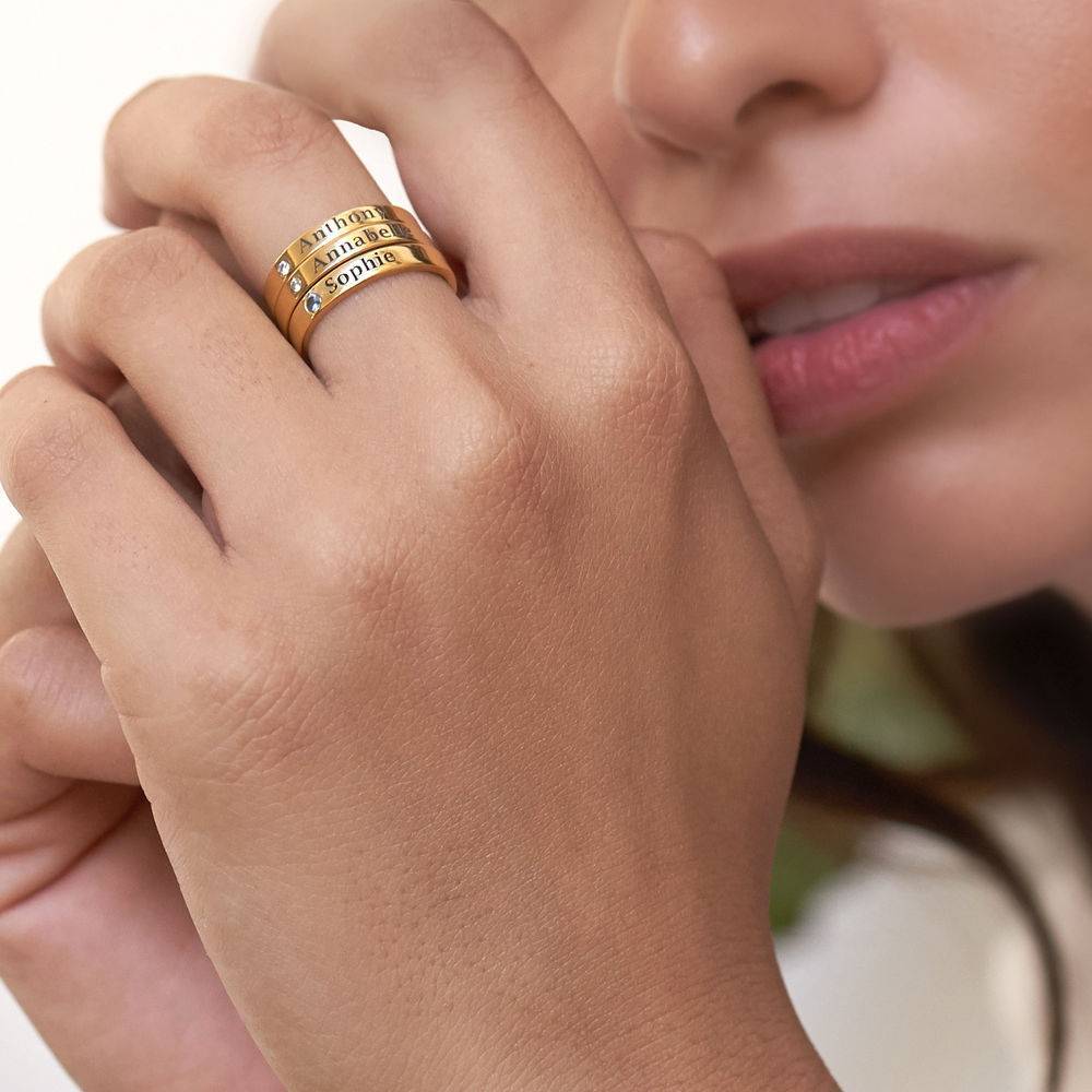 Stackable Birthstone Name Ring in Gold Vermeil