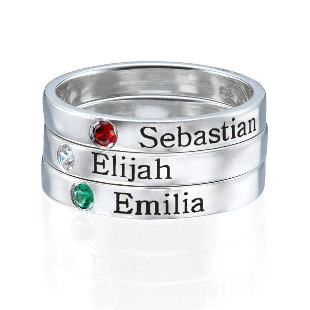 Stackable Birthstone Name Ring in Sterling Silver
