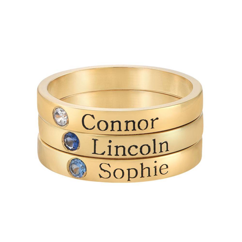 Stackable Birthstone Name Ring in Gold Vermeil