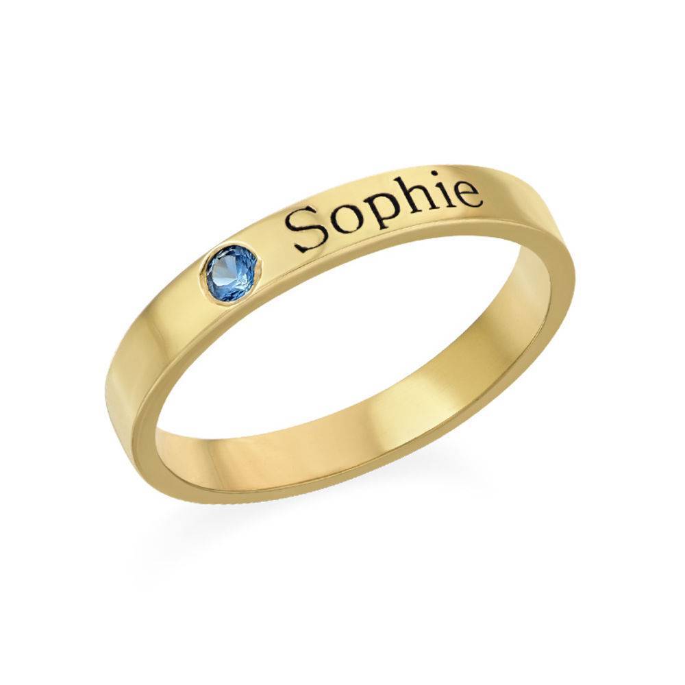 Stackable Birthstone Name Ring in Gold Vermeil