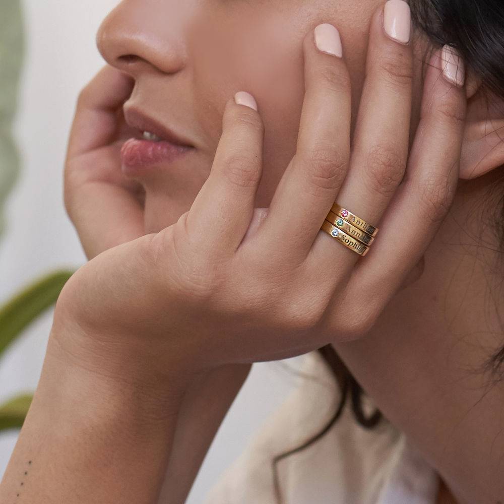 Stackable Birthstone Name Ring in Gold Vermeil