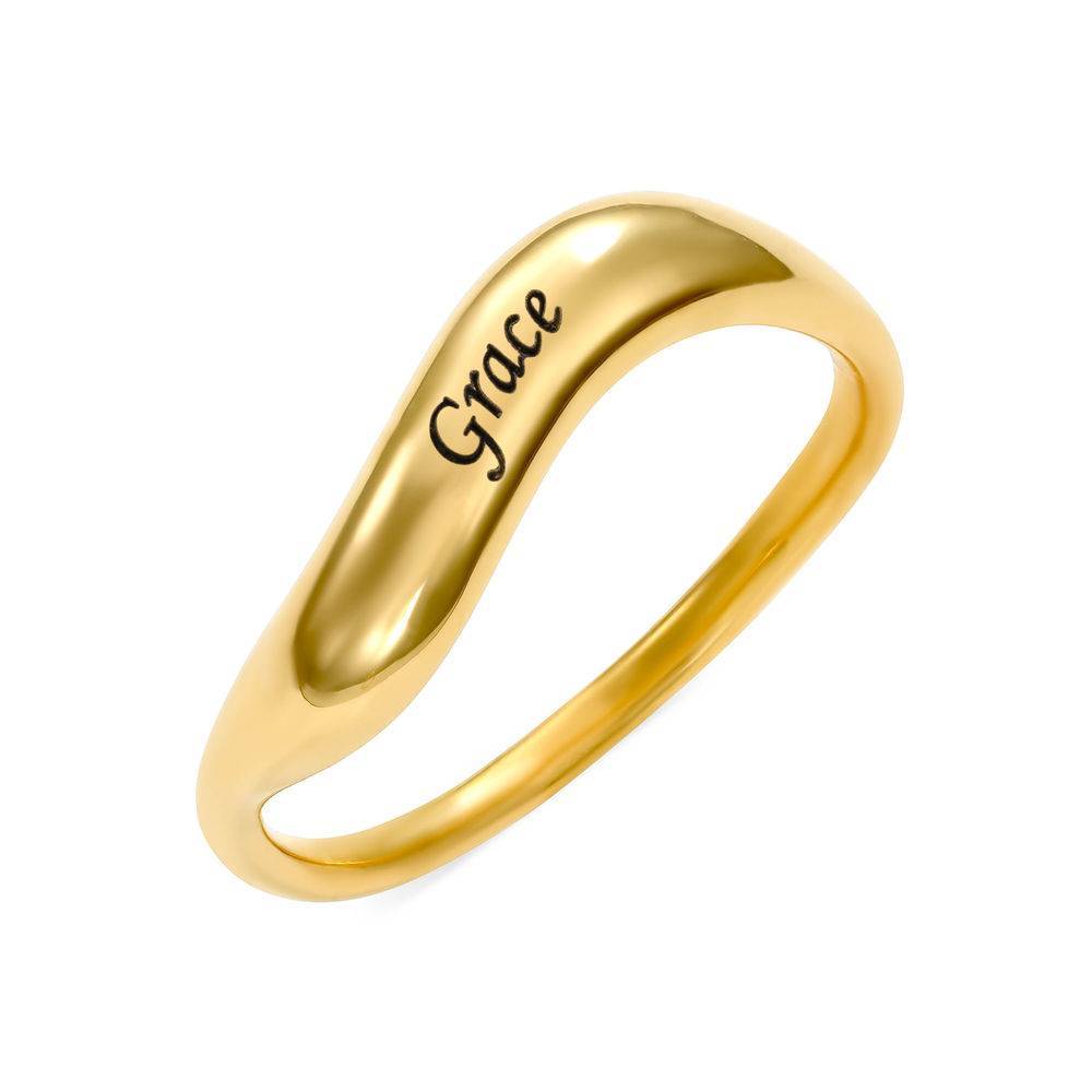 Stackable Wavy Name Ring in Gold Plating
