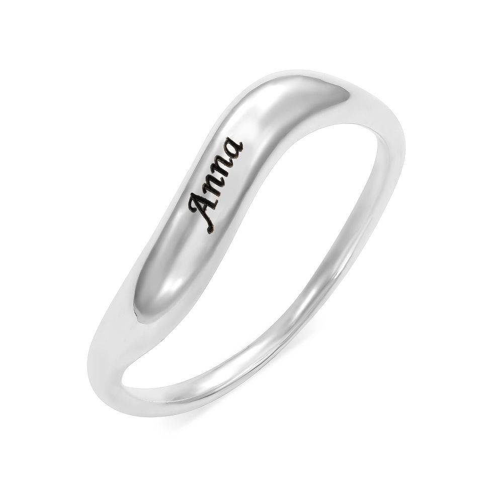 Stackable Wavy Name Ring in Sterling Silver