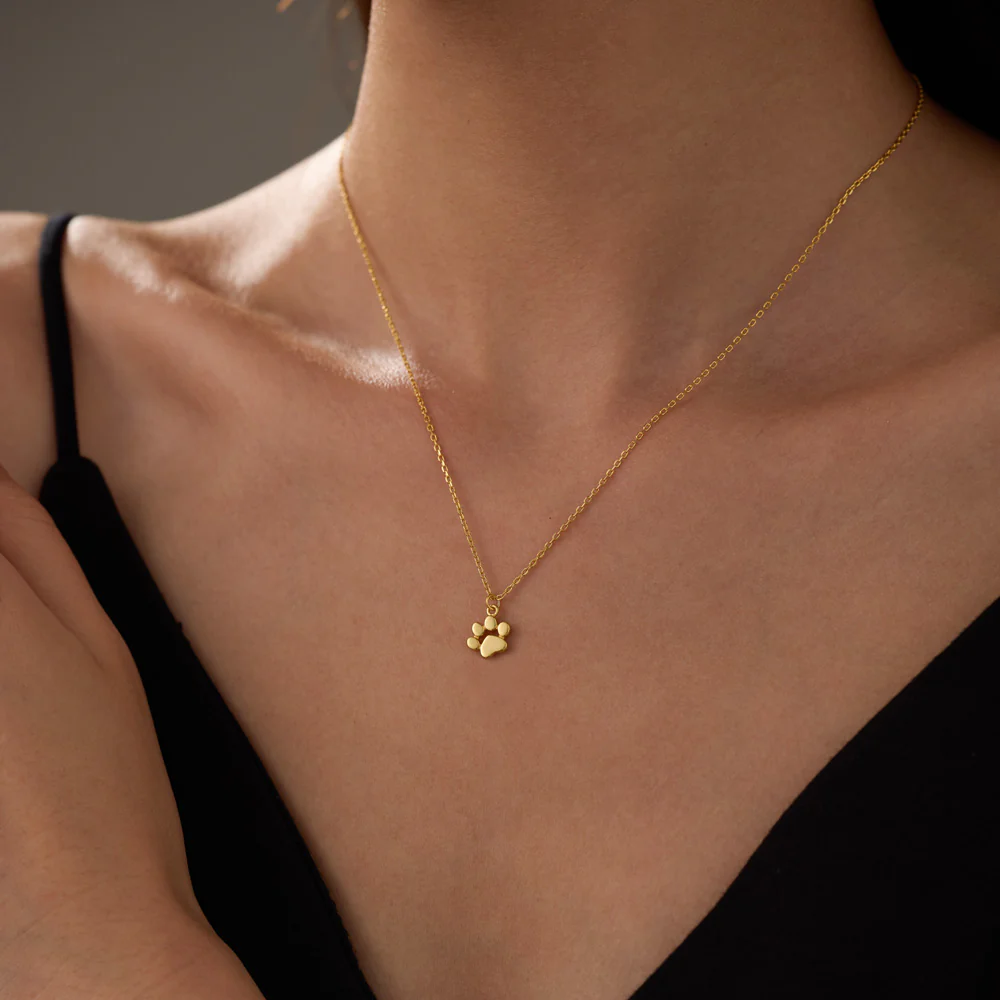 Teeny Tiny Paw Personalized Initials Necklace In Gold Vermeil