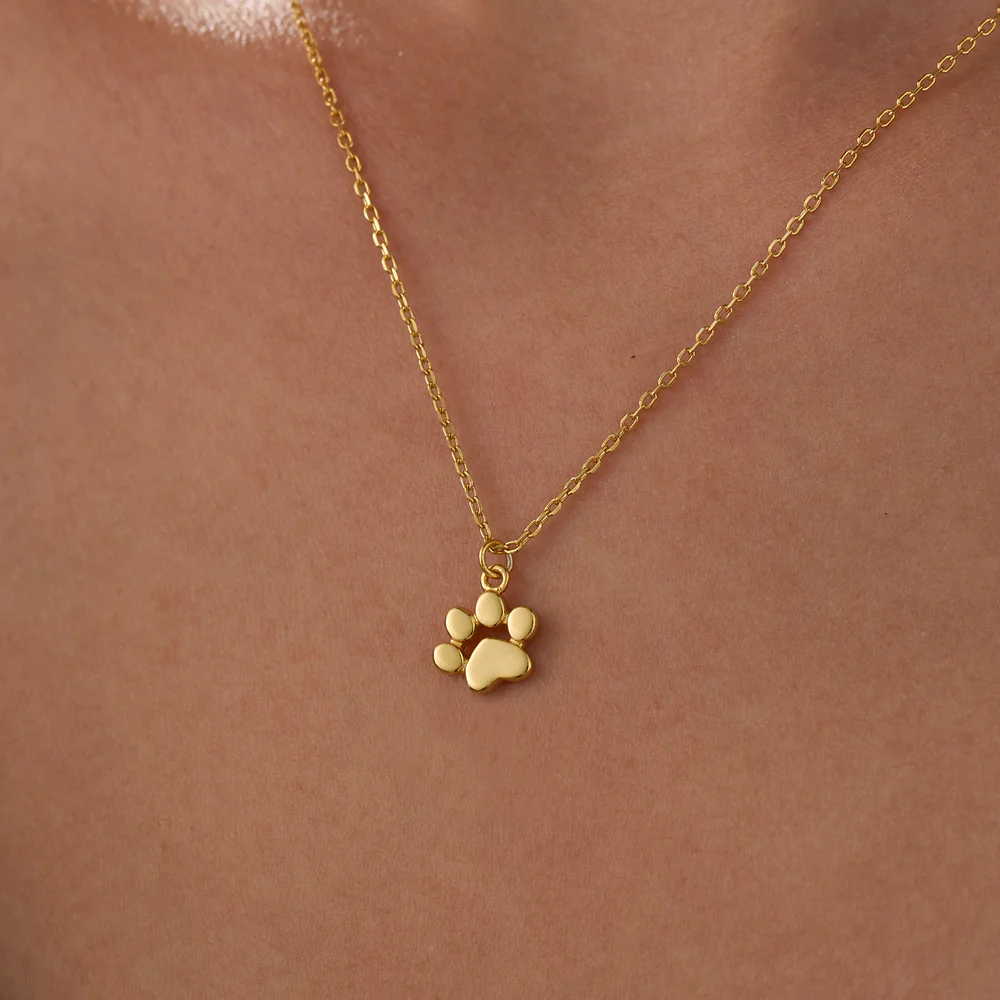 Teeny Tiny Paw Personalized Initials Necklace In Gold Vermeil