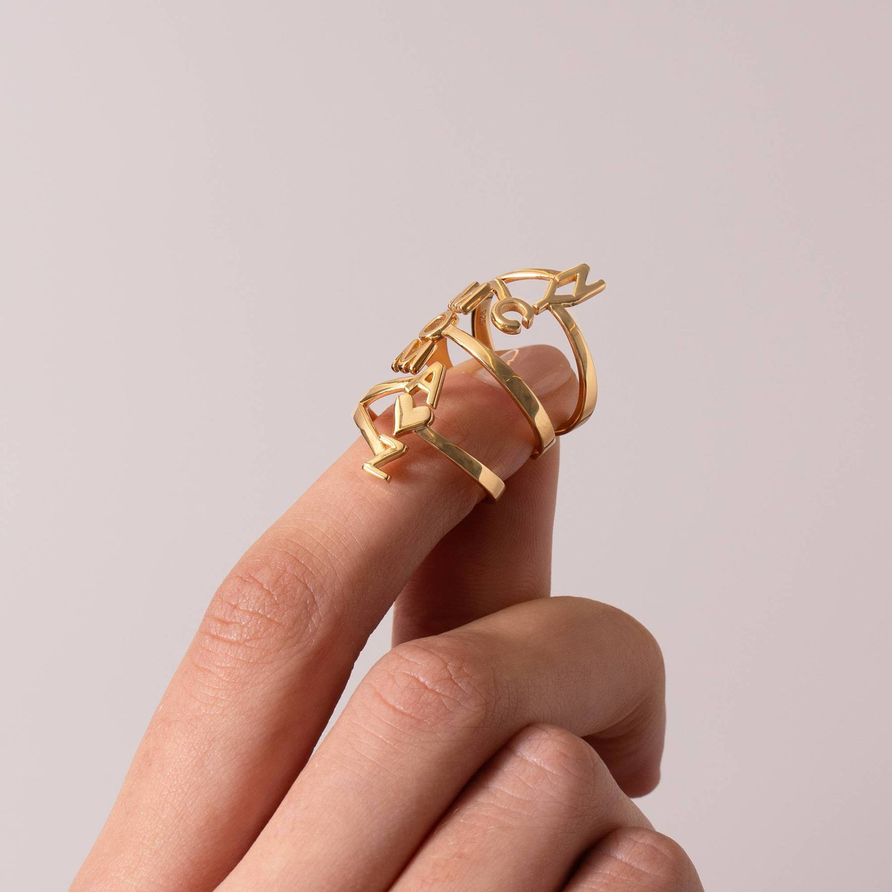 Three Initial Infinity Ring in Gold Vermeil
