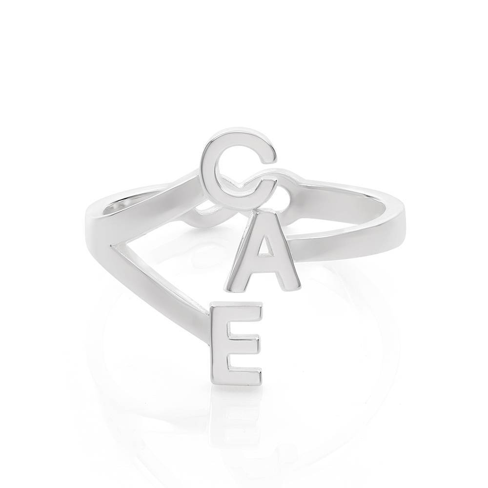 Three Initial Infinity Ring in Sterling Silver