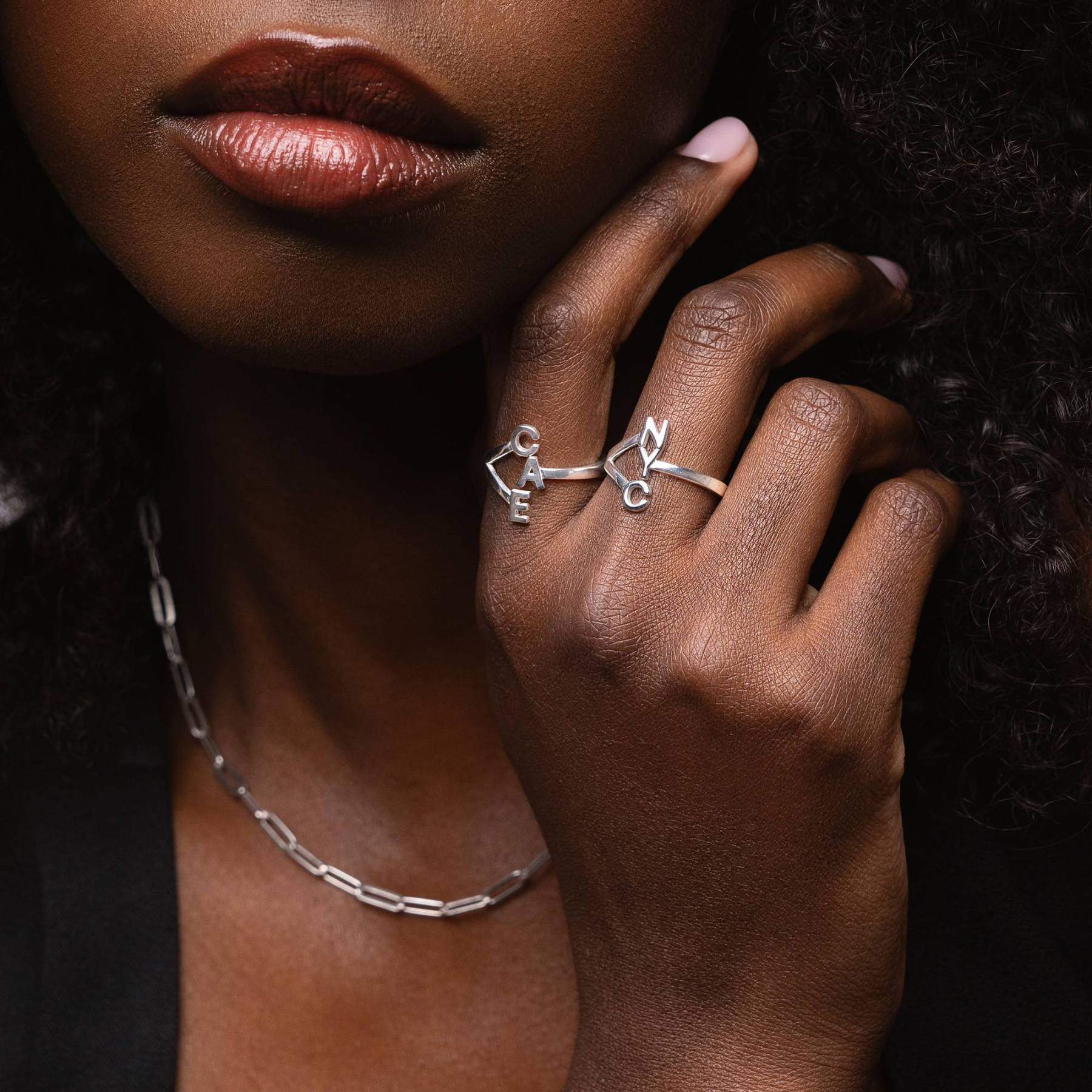 Three Initial Infinity Ring in Sterling Silver